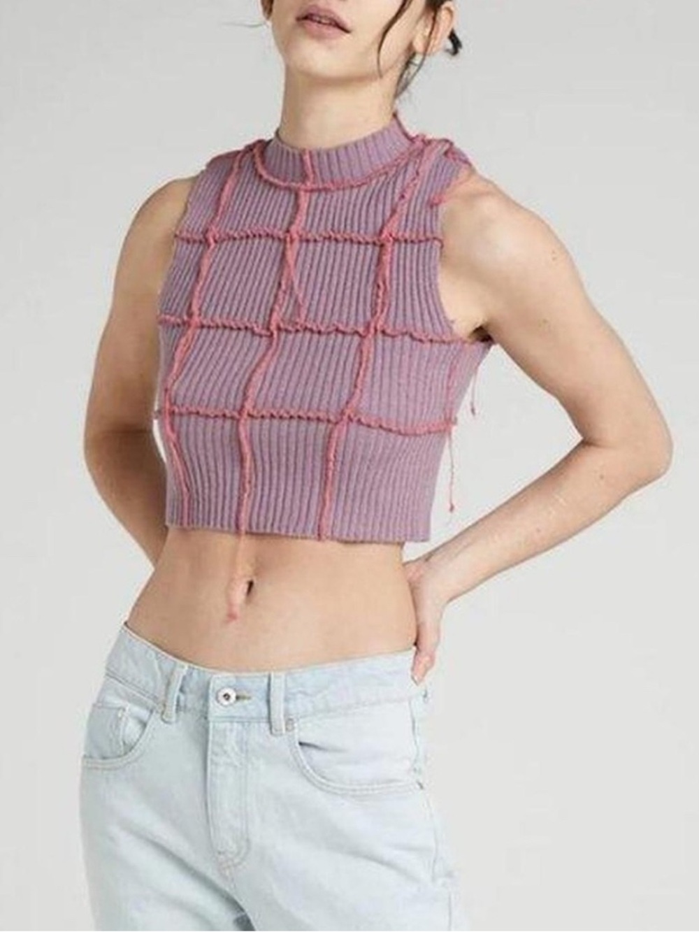 The Ragged Priest Unfazed Purple Knit Tank Top Small